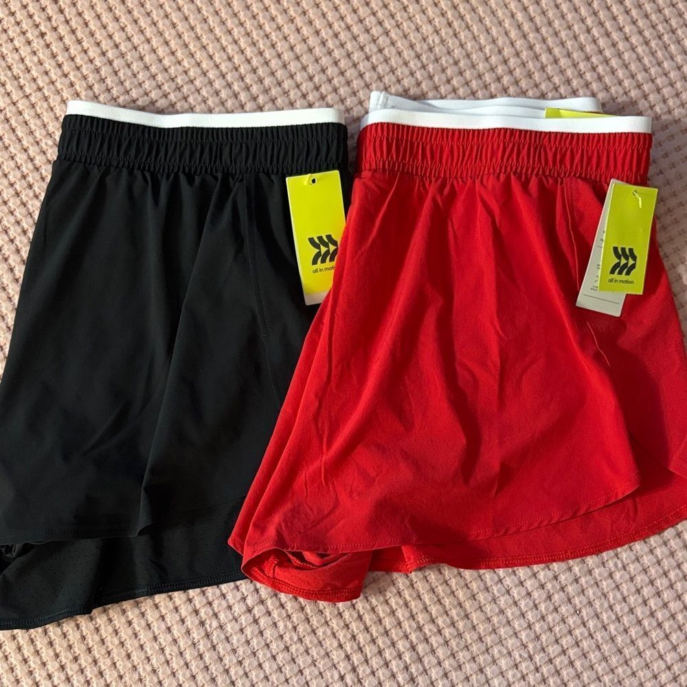 Women’s Athletic Shorts - Black & Red - Lightweight Performance